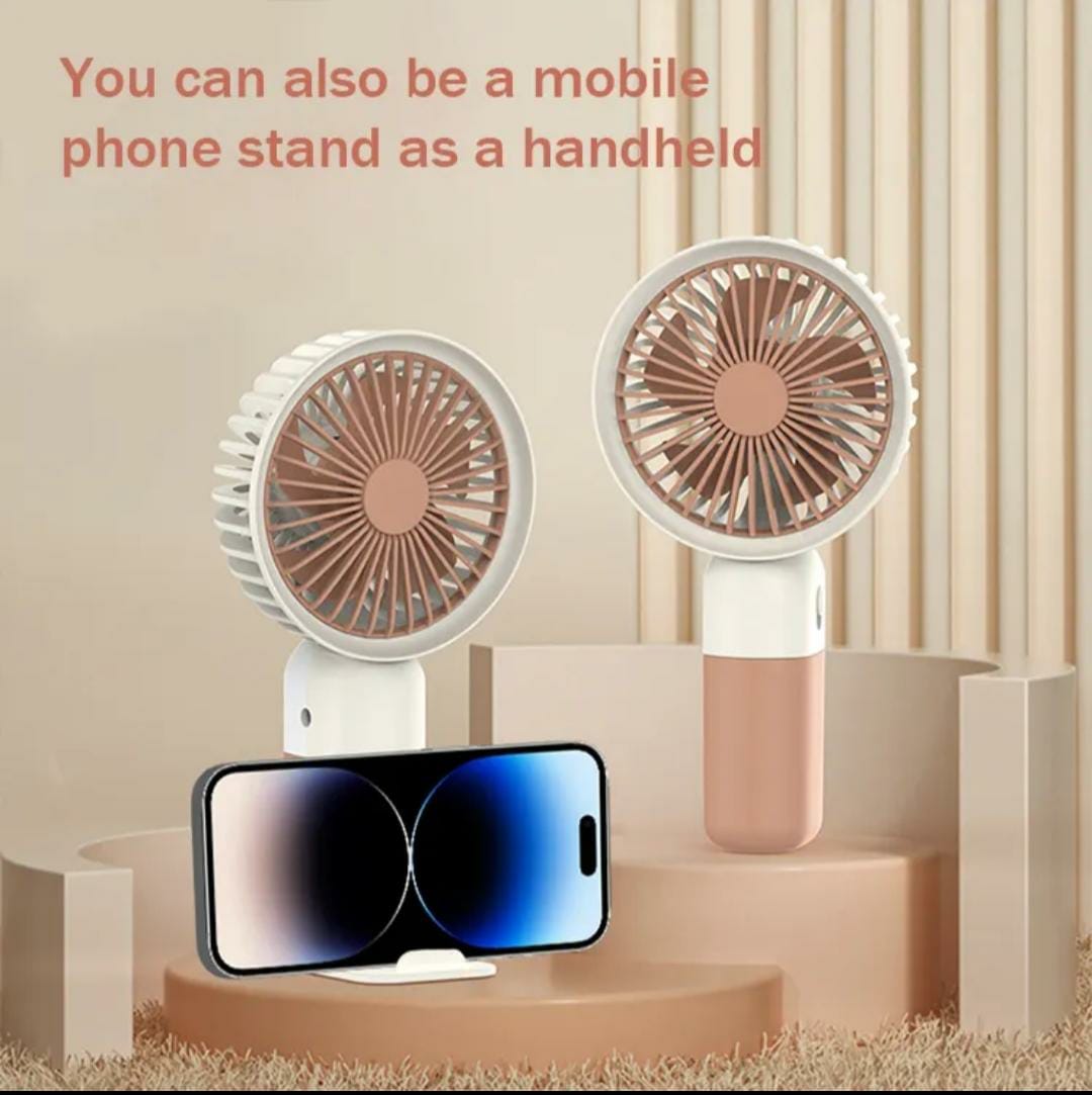 2-in-1 Handheld Mini Fan with Mobile Phone Stand – Random Colors