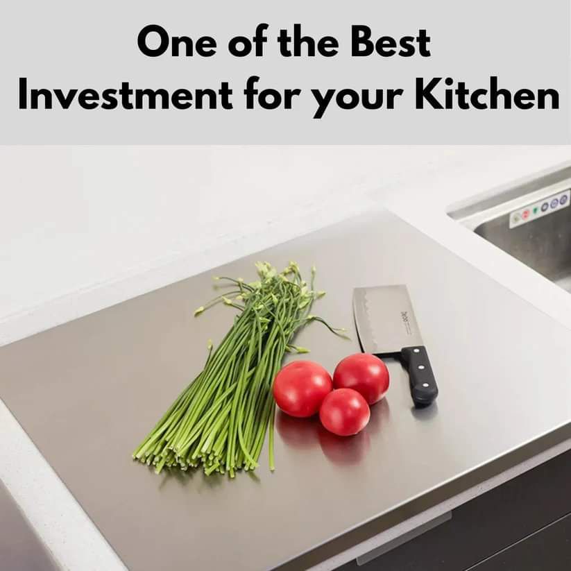 Premium Stainless Steel Cutting Board – Large (48cm x 40cm)