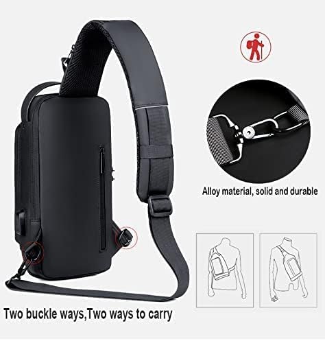 Gerrit Sling Backpack USB Anti-Theft Waterproof Chest Daypack Casual Shoulder Bag for Men,Black