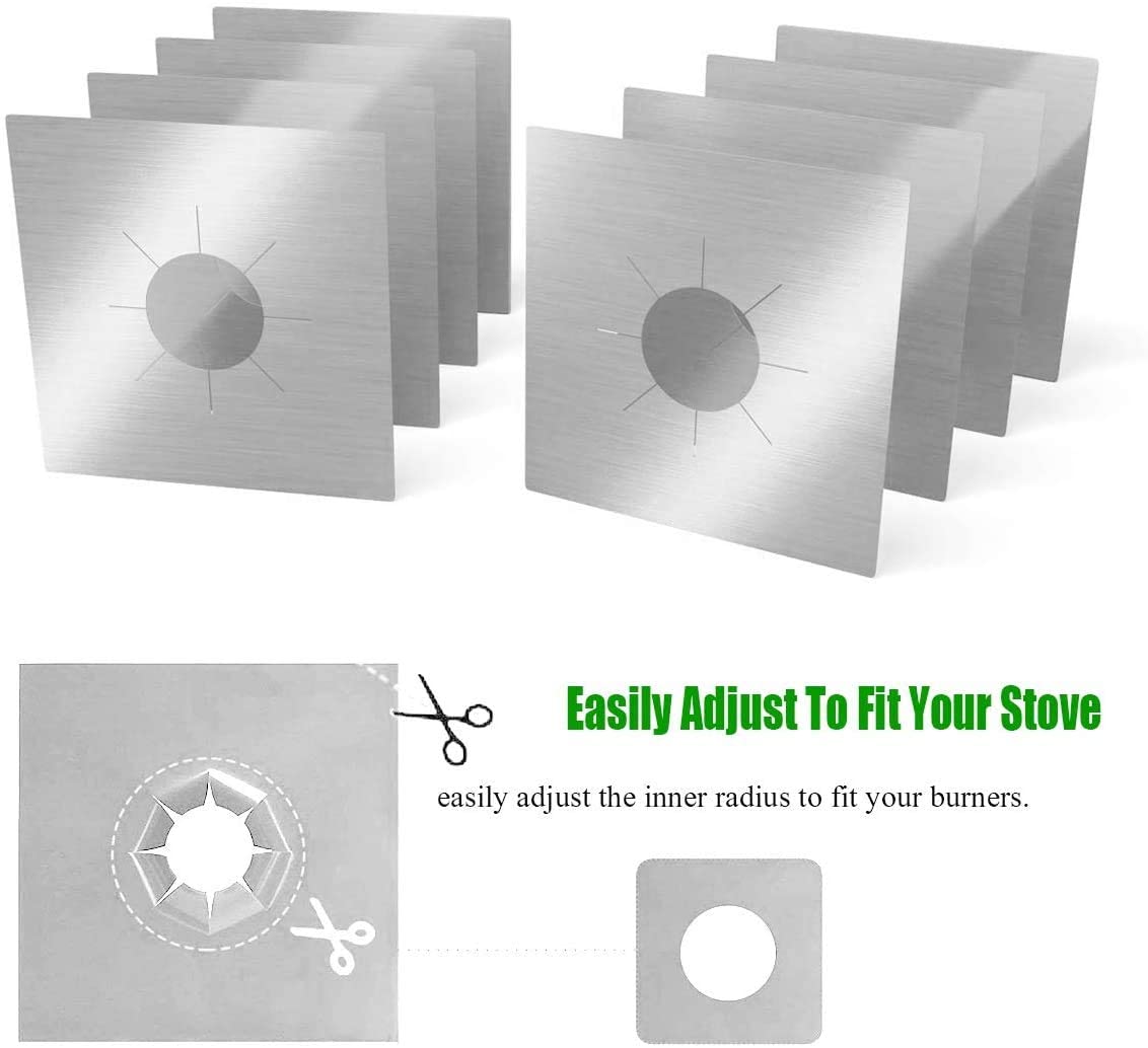Reusable Stove Protectors, Gas Burner Cover, Aluminum Liner, Stove Mat, Cookware Cleaning Liner - 4 Pcs
