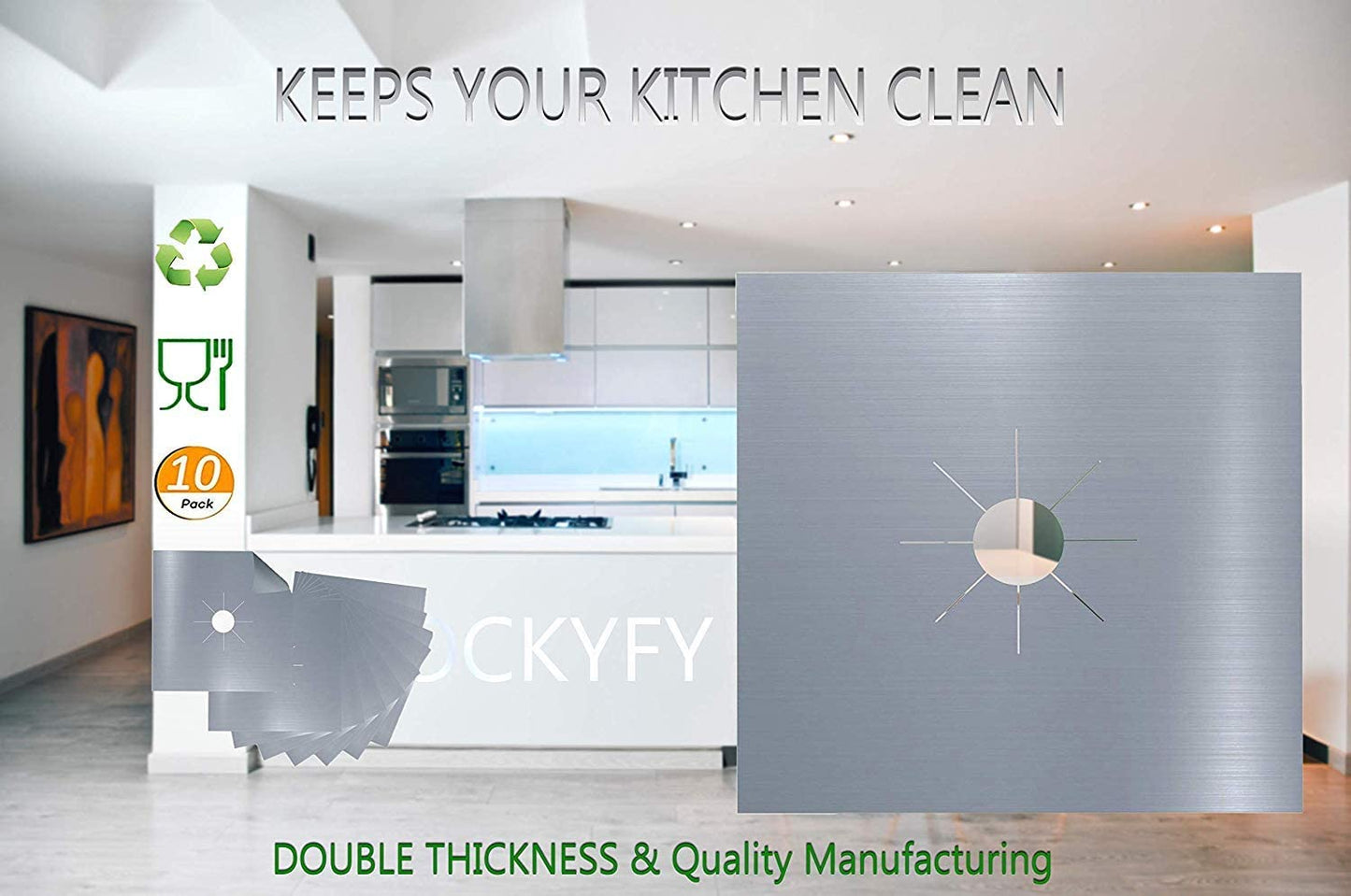 Reusable Stove Protectors, Gas Burner Cover, Aluminum Liner, Stove Mat, Cookware Cleaning Liner - 4 Pcs