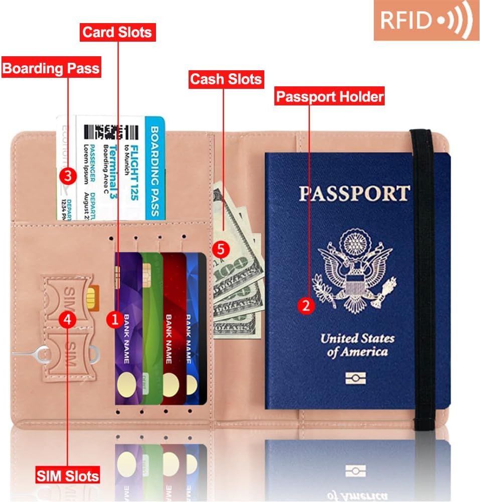 Premium Passport Holder Travel Wallet – Stylish Organizer with Elastic Strap