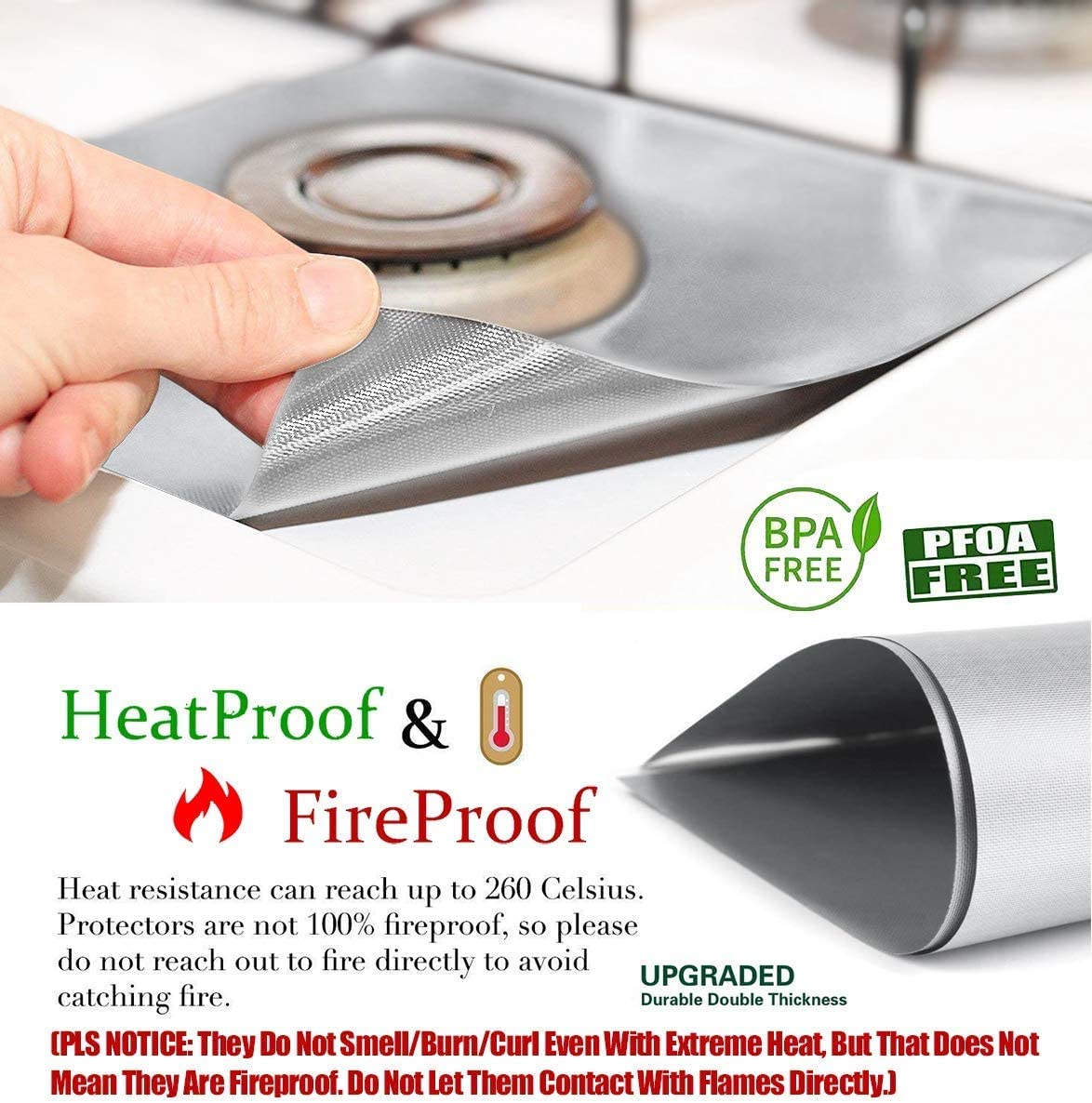 Reusable Stove Protectors, Gas Burner Cover, Aluminum Liner, Stove Mat, Cookware Cleaning Liner - 4 Pcs