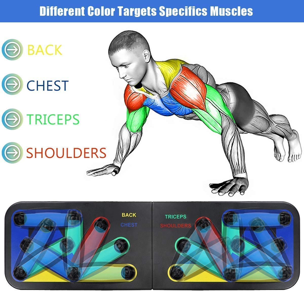 Foldable Push-Up Board with Handles – Multi-Position Home Workout Trainer