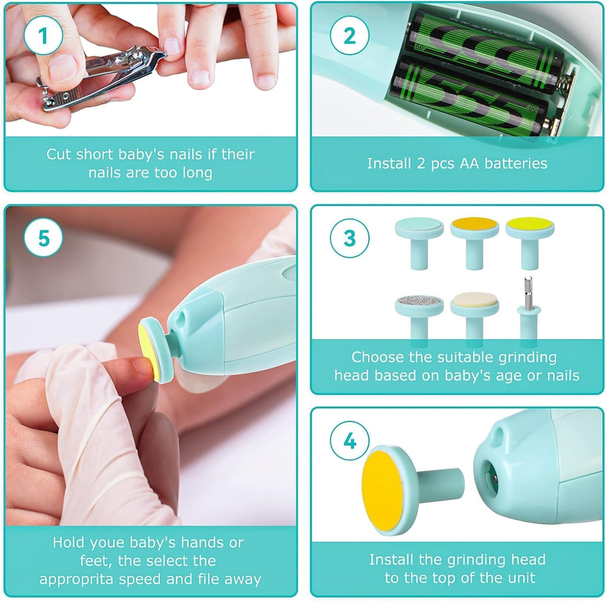 👶 Baby Electric Nail Trimmer Kit 💅💙