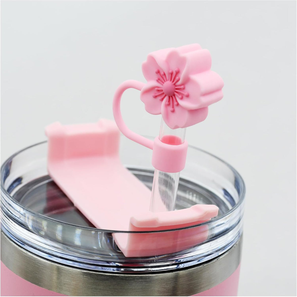 🌸 Cute Silicone Straw Caps – Pack of 5 🎀
