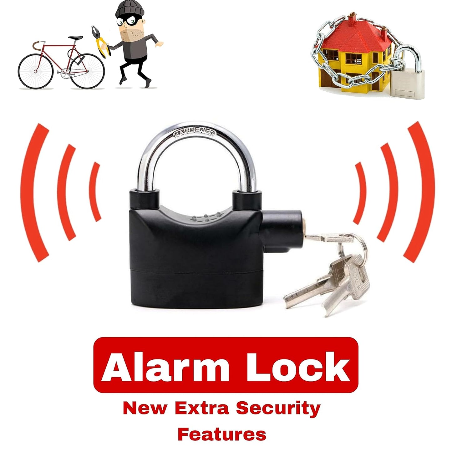 Alarm Lock Anti Theft Pad Sensor Alarm Lock | House | Office | Cycle | Bike
