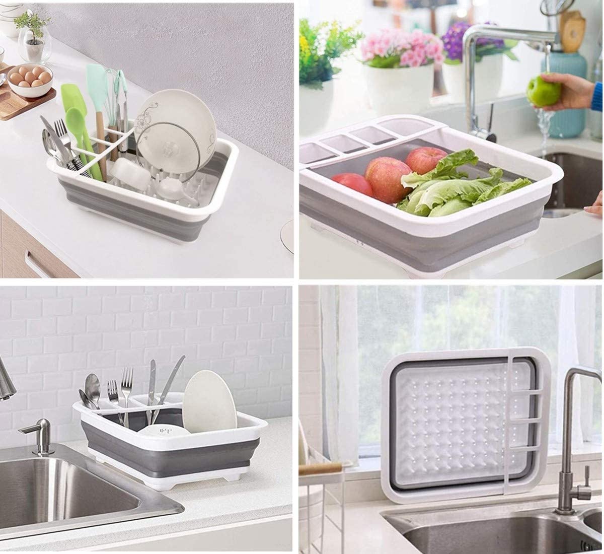 Basin Basket Dish Rack Kitchen Folding Silicone Dish Washing Drainer