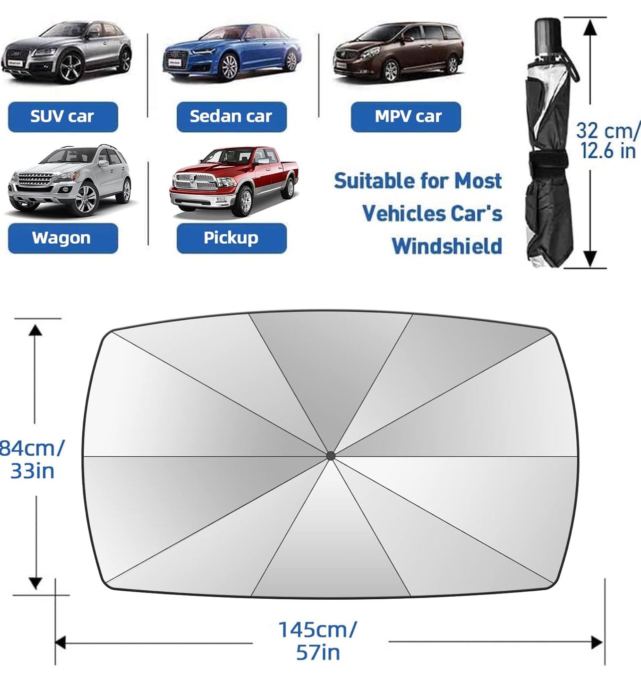 Car Sun Shade Umbrella – Foldable Windshield Cover for UV Protection