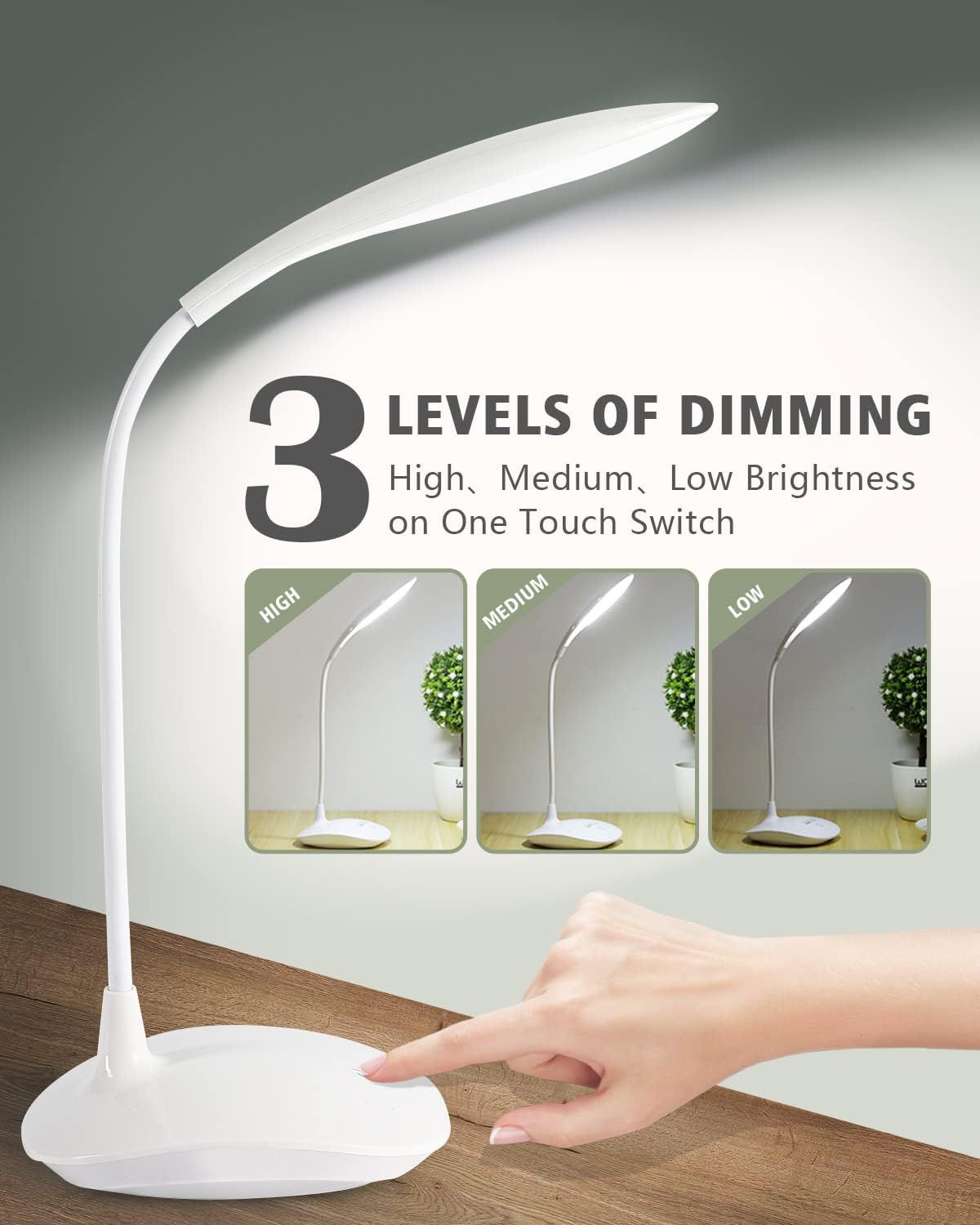 Portable Touch Control Desk Lamp – USB Rechargeable, 3 Brightness Levels