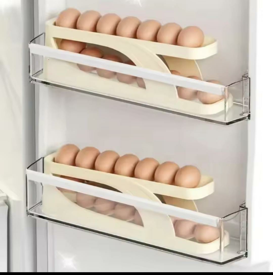 Egg Rolling Storage Tray – Space-Saving Fridge Organizer