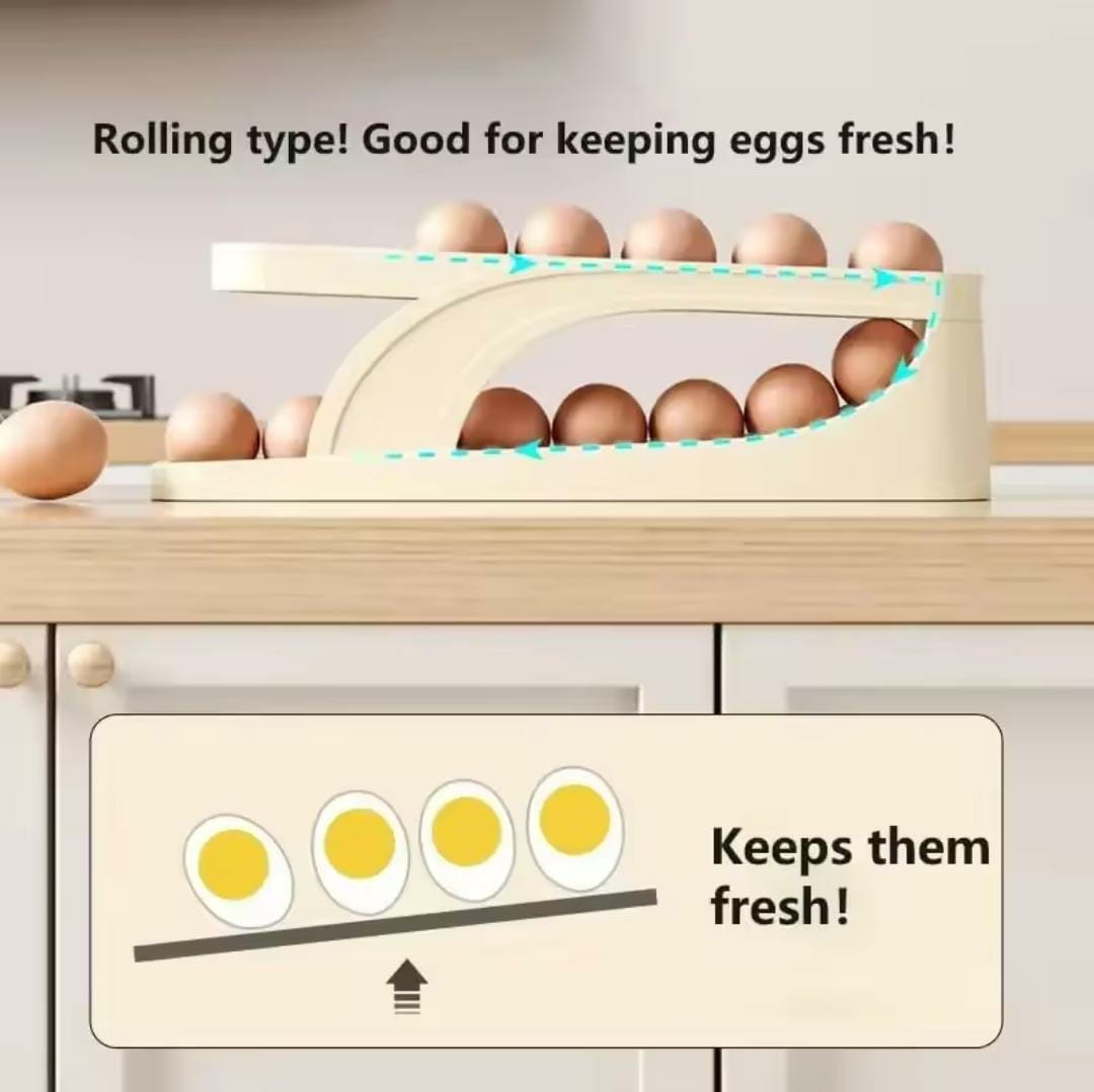 Egg Rolling Storage Tray – Space-Saving Fridge Organizer