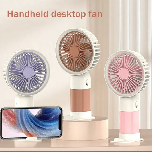 2-in-1 Handheld Mini Fan with Mobile Phone Stand – Random Colors