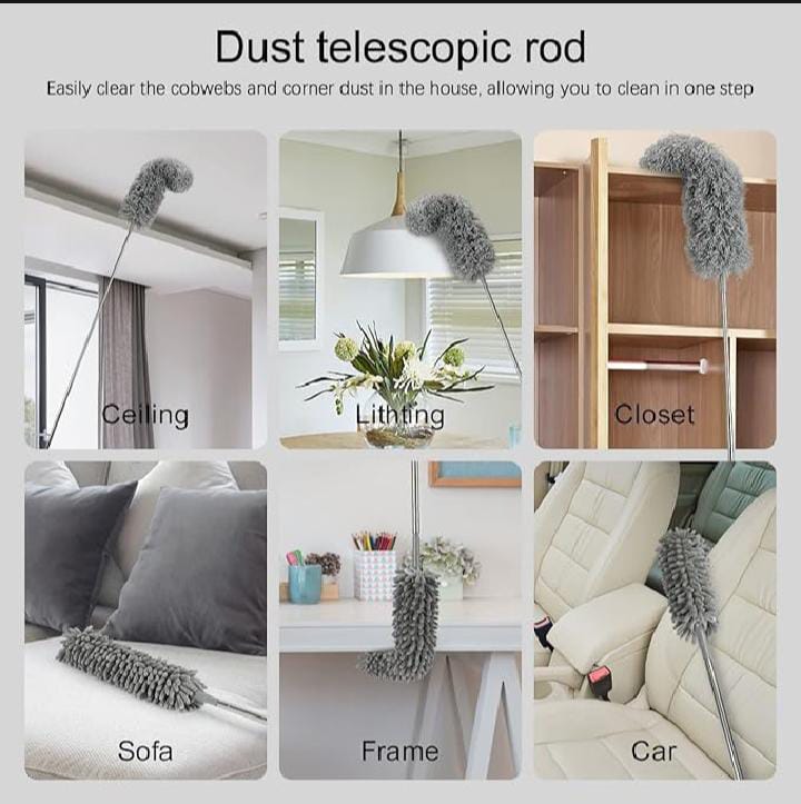 Microfiber Duster with Extension Pole – High Ceiling & Fan Cleaner