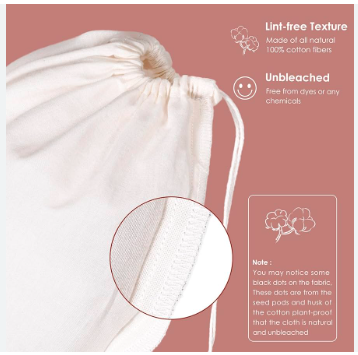 Pack 4Pc - Organic Nut Milk Bag - Medium 30x30cm Reusable All Purpose Food Strainer for Almond Milk, Juice, Cheese, Greek Yogurt