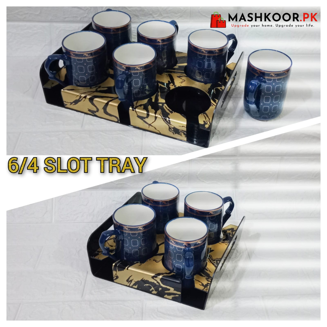 Tray Form Slot In 6/4 Slot - Serving Tray Rectangle Slot Tray , Cup Display for Kitchenw ...