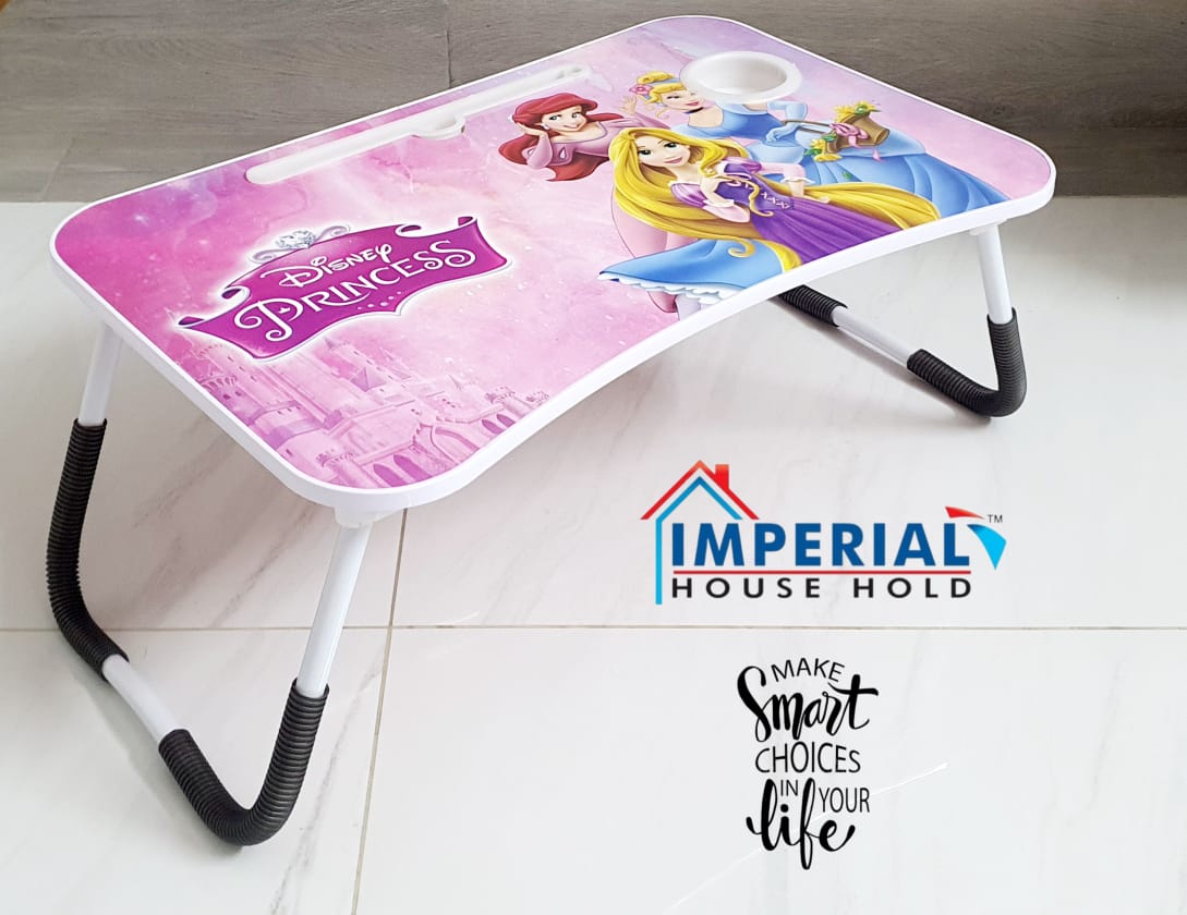 Princess & Racing Car Multipurpose Foldable Laptop Table with Cup & Tablet Holder Study Table, Bed Table Or Breakfast Table