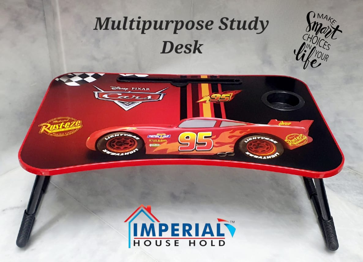 Princess & Racing Car Multipurpose Foldable Laptop Table with Cup & Tablet Holder Study Table, Bed Table Or Breakfast Table