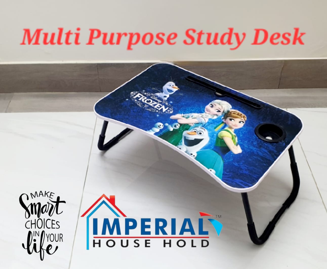 Princess & Racing Car Multipurpose Foldable Laptop Table with Cup & Tablet Holder Study Table, Bed Table Or Breakfast Table