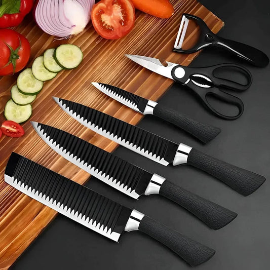 6 Pcs Non-Stick Kitchen Knife Set – Super Sharp High Carbon Blades for Chefs & Home Use