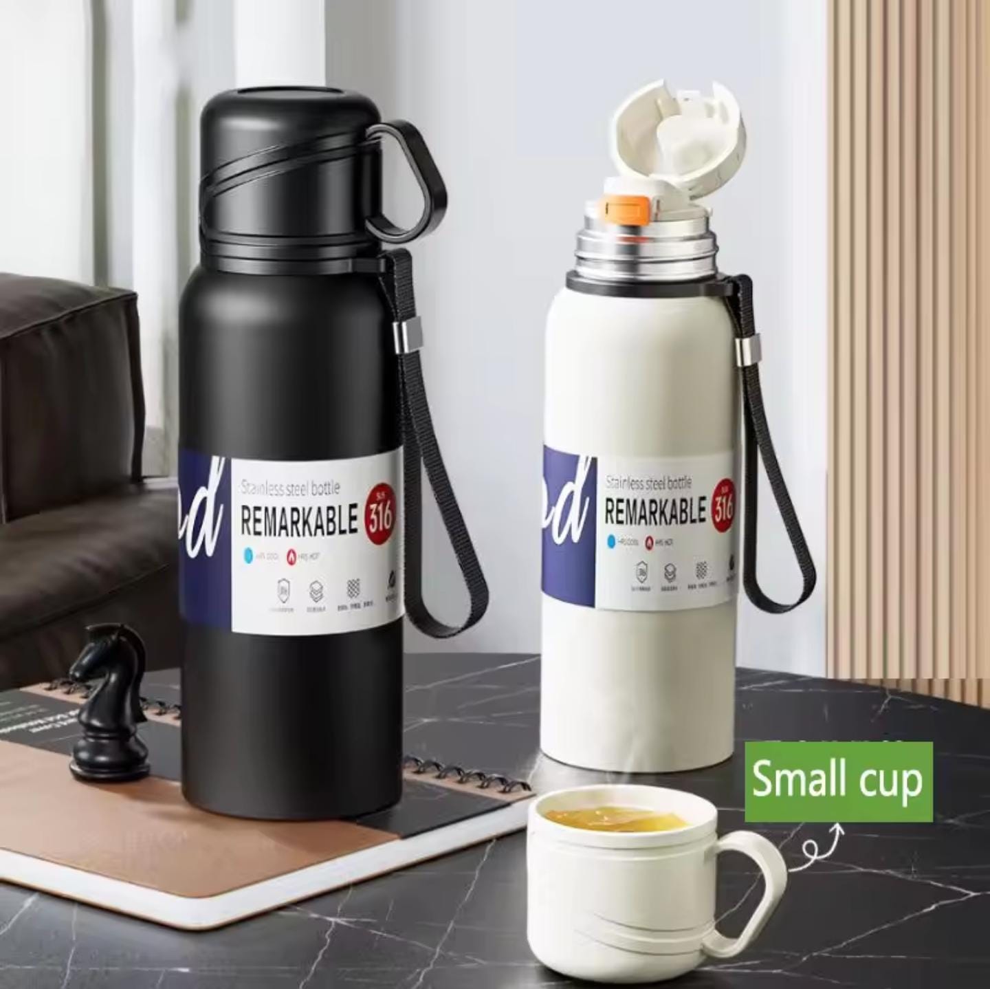 High Quality 316 Stainless Steel Vacuum Insulated Thermal Bottle Flask, Leakproof BPA Free Coffee Tea Sports Bottle for Travel to Keep Drinks Hot & Cold, Best Quality 316 SUS