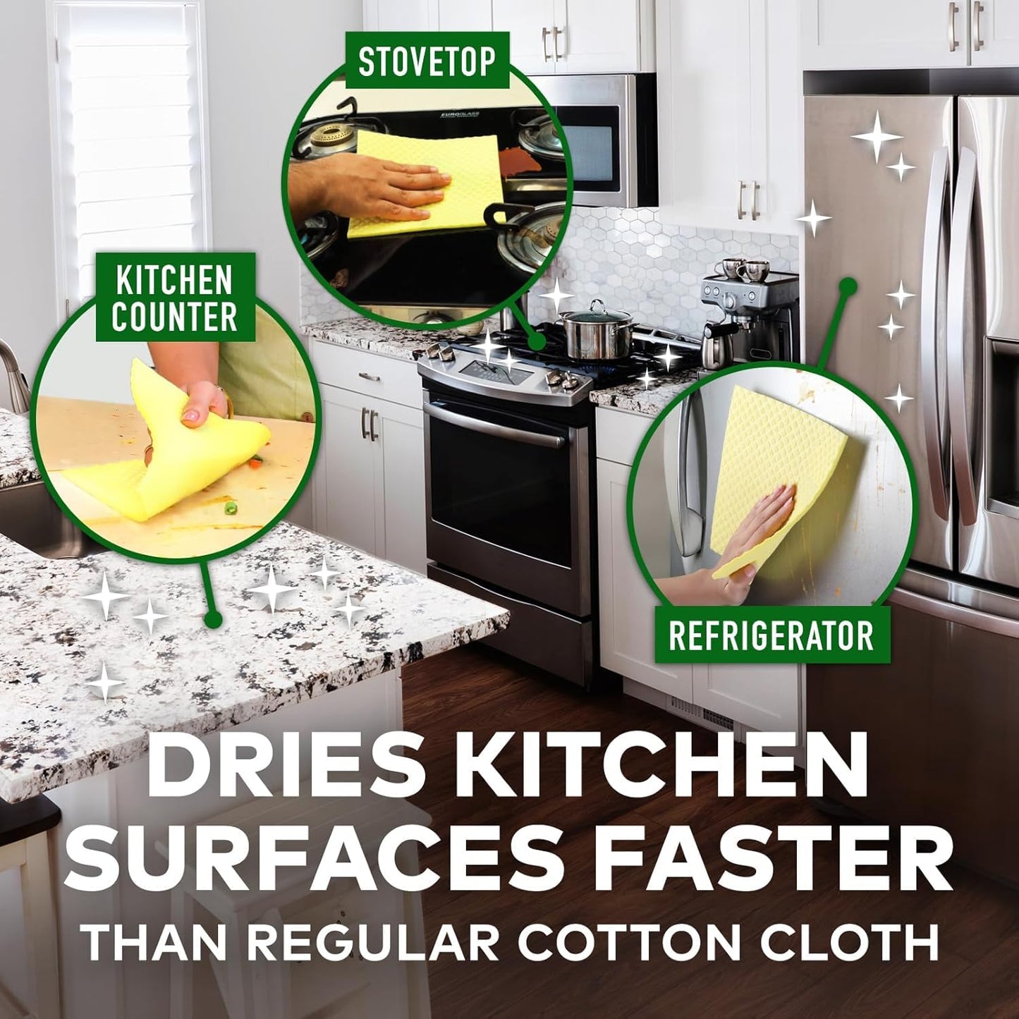 Sponge Wipe Reusable Kitchen Cleaning Foam (Pack of 3)