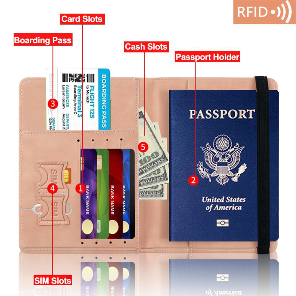 Premium Passport Holder Travel Wallet – Stylish Organizer with Elastic Strap
