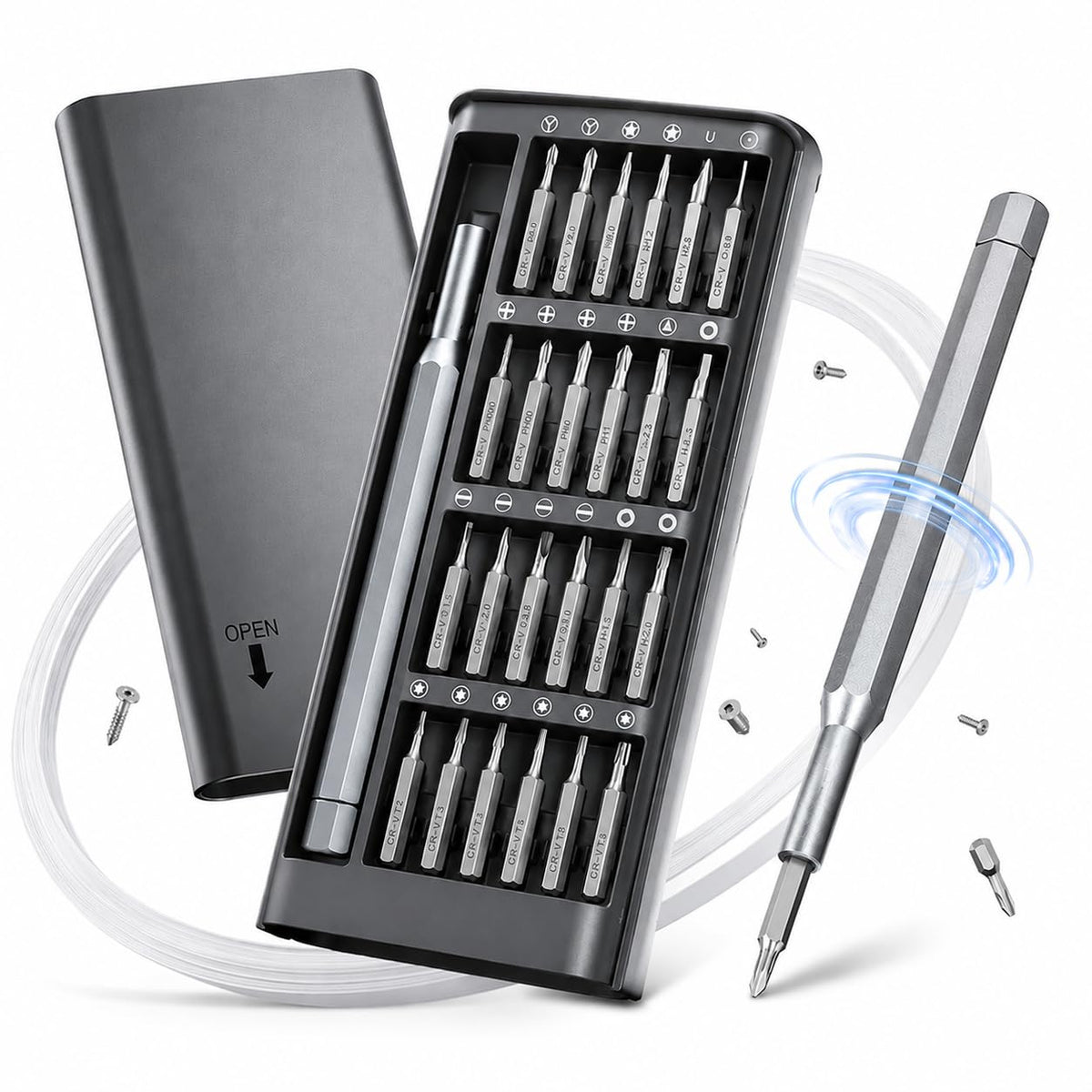 24-in-1 Magnetic Screwdriver Bit Set – Compact Repair Kit