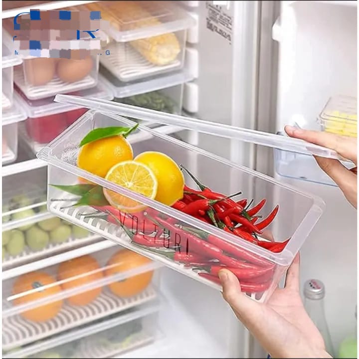 🥦 Fridge Organizer Container with Removable Drain Tray Pack Of 2 🍓