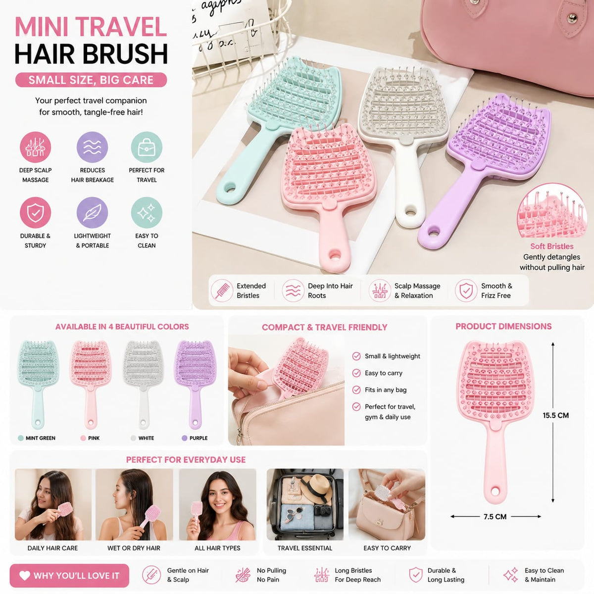 ✨ Fluffy Detangling Hair Brush ✨