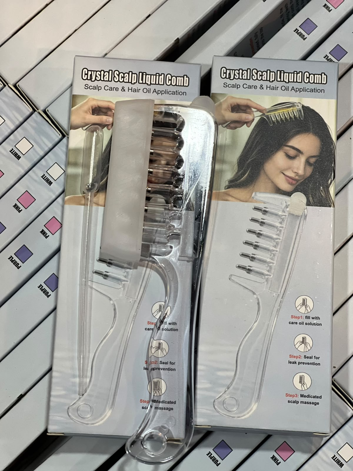💆‍♀️ Crystal Scalp Oil Applicator Comb with Box💧