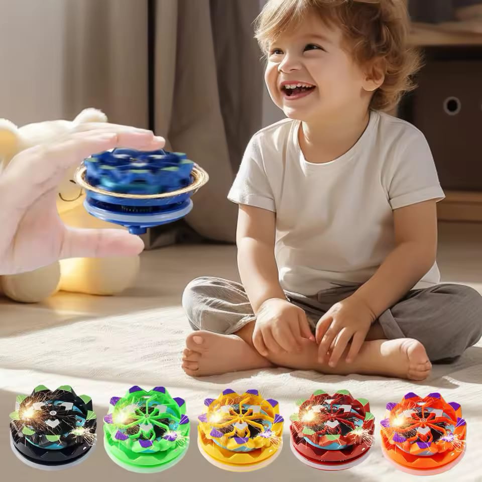 Fireworks Fingertip Gyro,Handheld Fireworks Gyroscope,Luminous Spinning Top Toy,Creative Collision Sparks Light up Toy for Kids (Orange)