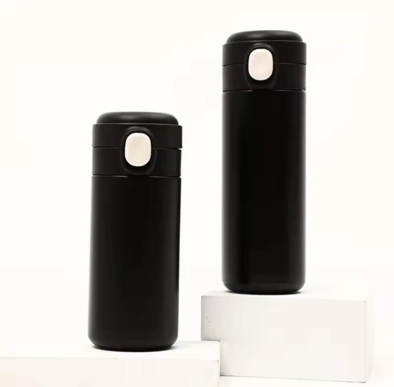 Water Coffee Bottle Double Wall Vacuum Insulated Bottle Smart with Led Temperature Display (Black)