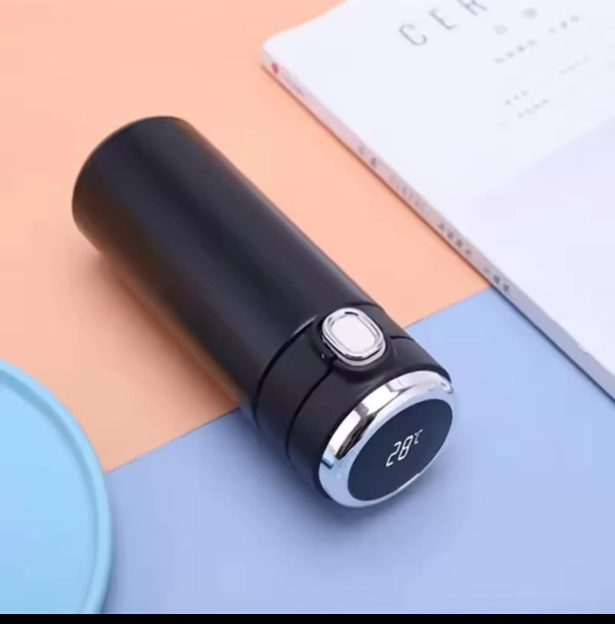 Water Coffee Bottle Double Wall Vacuum Insulated Bottle Smart with Led Temperature Display (Black)