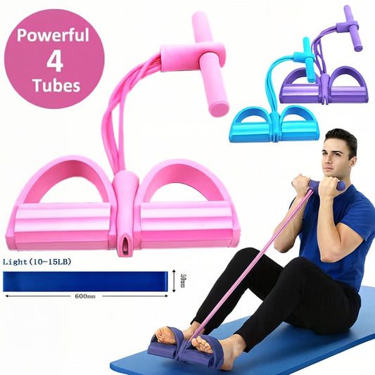 4-Tube Pedal Resistance Band Trainer