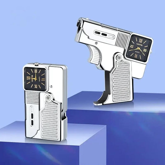 Folding Gun Lighter with Dial Watch – Stylish Dual-Function Set