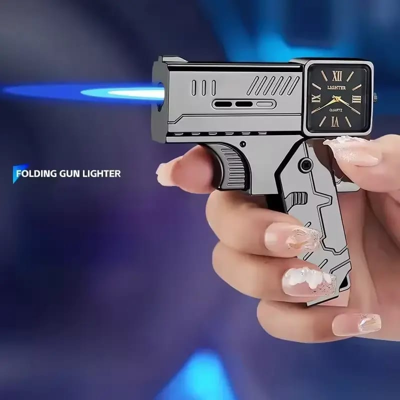 Folding Gun Lighter with Dial Watch – Stylish Dual-Function Set