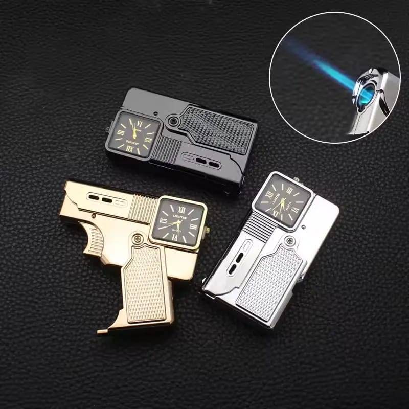 Folding Gun Lighter with Dial Watch – Stylish Dual-Function Set
