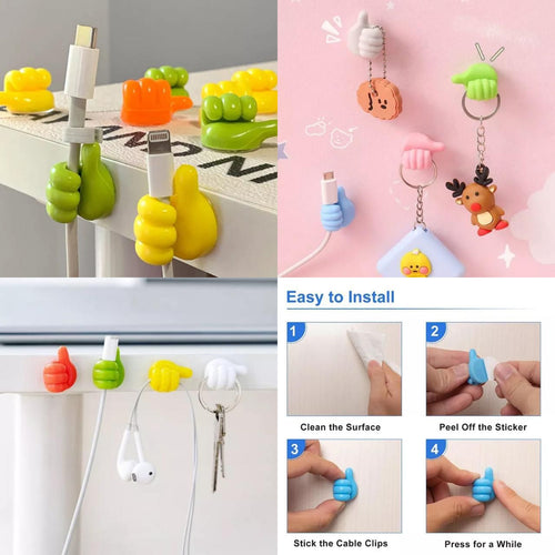 Self-Adhesive Silicone Thumb Wall Hooks (10 Pcs Set)