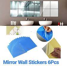 12pcs Square Mirror Tile Adhesive DIY Wall Sticker 15cmx15cm