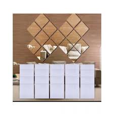 12pcs Square Mirror Tile Adhesive DIY Wall Sticker 15cmx15cm