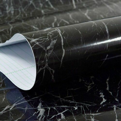 Self-Adhesive Marble Textured Wall Paper-Black (Pack of 2pcs)