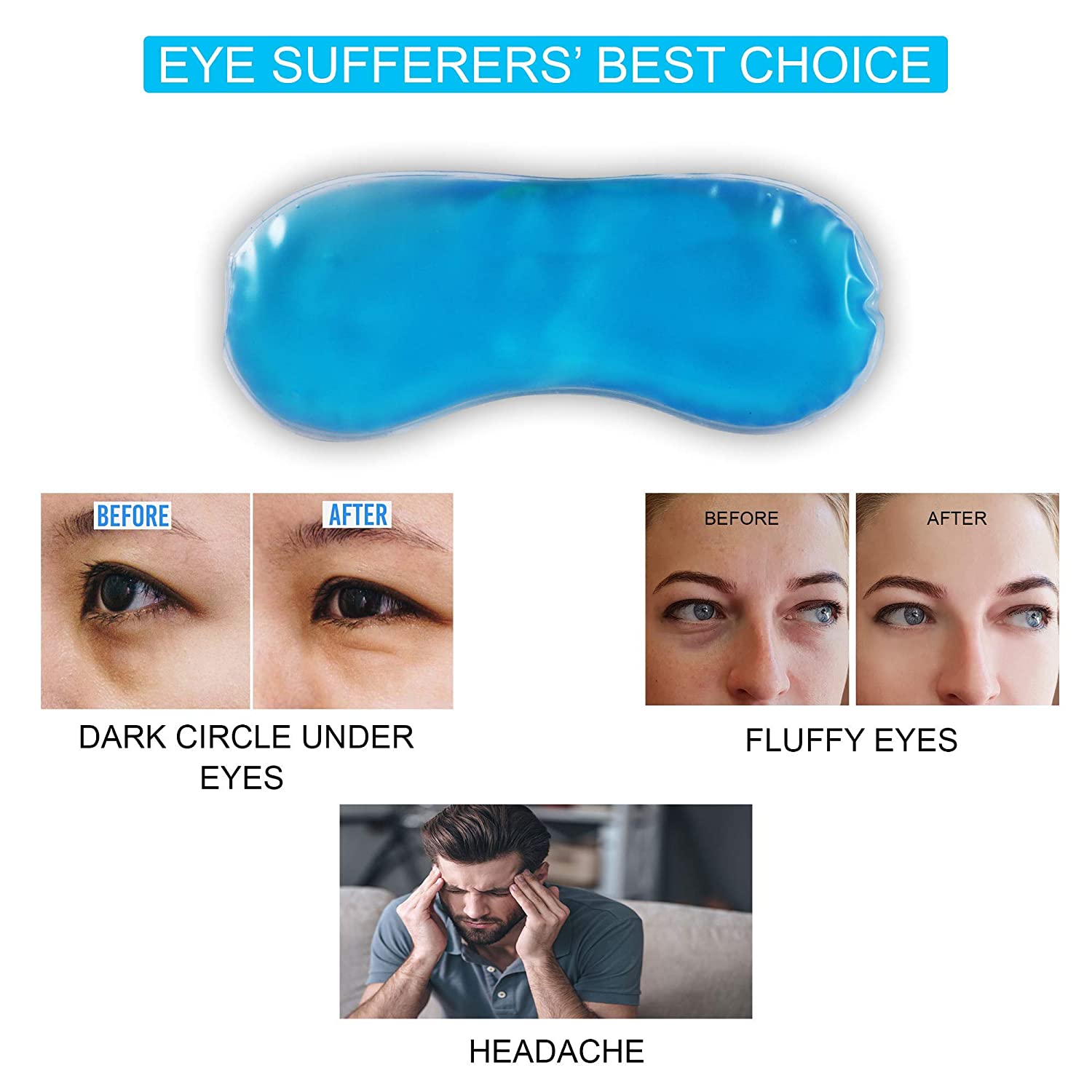 Unisex Eye Mask with Cooling Gel for Night Deep Sleep, Dark Circles, Puffy Eye, Dry Eye and Eye Fatigue - Mashkoor.pk
