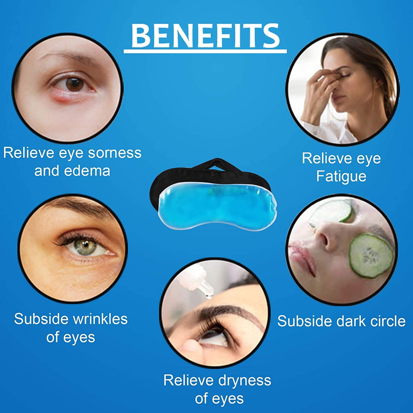 Unisex Eye Mask with Cooling Gel for Night Deep Sleep, Dark Circles, Puffy Eye, Dry Eye and Eye Fatigue - Mashkoor.pk