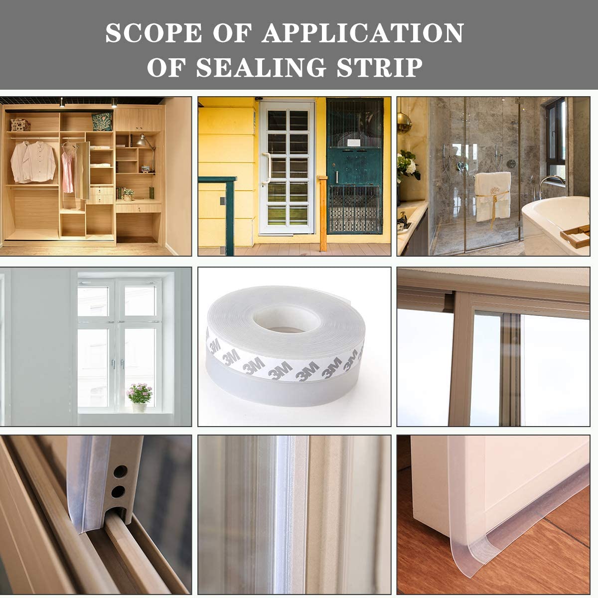 Windproof Silicone Sealing Tape For Window And Door Seam/ Reduce Noise/Waterproof/Insect Prevention - Mashkoor.pk