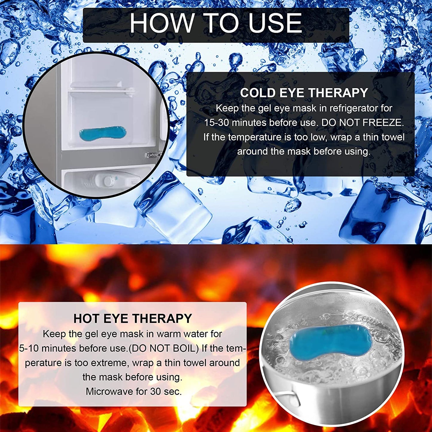 Unisex Eye Mask with Cooling Gel for Night Deep Sleep, Dark Circles, Puffy Eye, Dry Eye and Eye Fatigue - Mashkoor.pk