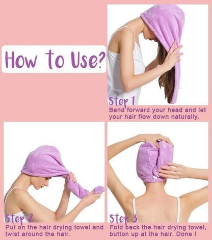 1PC Microfiber Hair Fast Drying Dryer Towel Bath Wrap Hat Quick Cap Turban Dry Quick Drying Lady Household Bath Tool - Mashkoor.pk